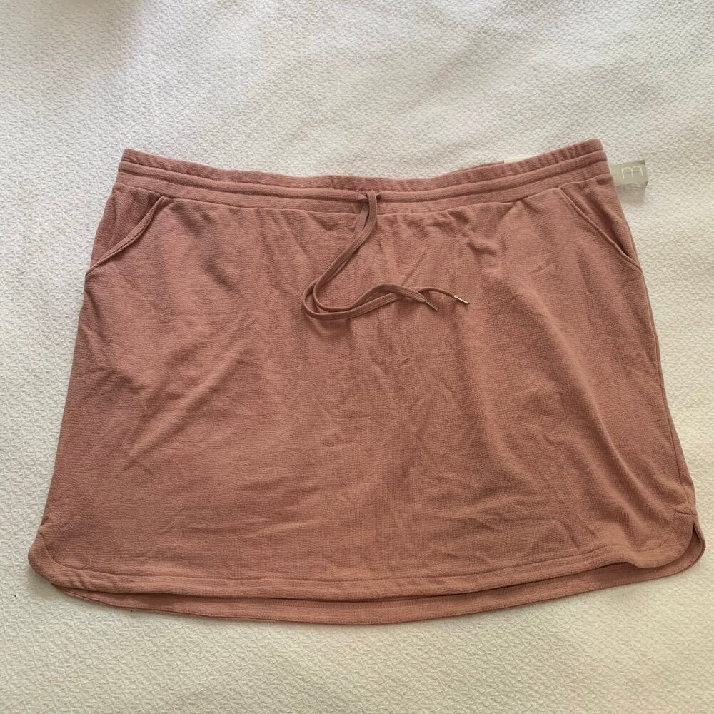 NEW Maurices Skirt Women 4X Rose Pink Textured Knit Drawstring Pockets Casual